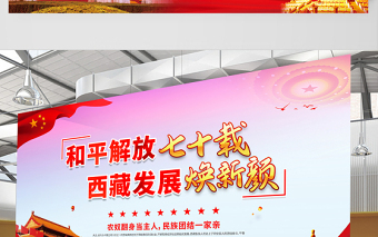 2021和平解放七十載西藏發(fā)展換新顏展板簡約風慶祝西藏和平解放70周年宣傳展板設計模板