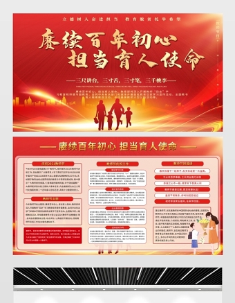 2021賡續(xù)百年初心擔(dān)當(dāng)育人使命展板紅色教師節(jié)致敬恩師宣傳設(shè)計(jì)模板下載