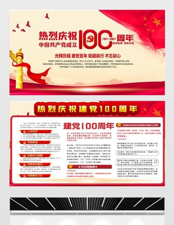 2021熱烈慶祝建黨100周年展板設計模板