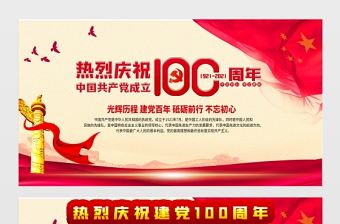 2021熱烈慶祝建黨100周年展板設計模板