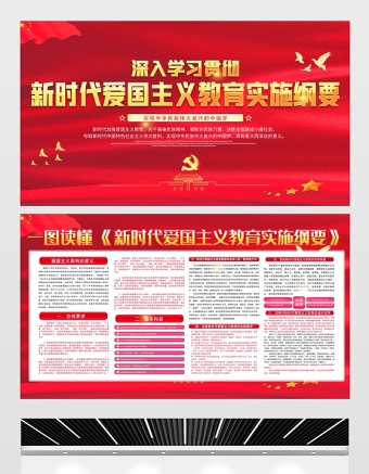 2021深入學(xué)習(xí)貫徹新時(shí)代愛國(guó)主義教育實(shí)施綱要展板黨史專題黨課設(shè)計(jì)模板下載
