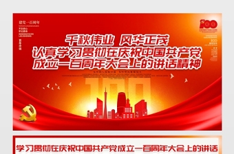 2021千秋伟业风华正茂认真学习贯彻在庆祝中国共产党成立一百周年大会上的讲话精神展板设计模板