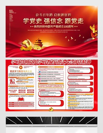 2021建黨100周年學黨史學習教育黨建設計展板