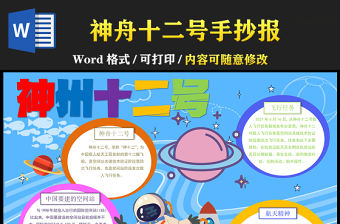 2021神舟十二號飛船成功發射返回手抄報藍色星空青少年探索太空奧秘word小報