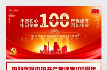 2021不忘初心牢記使命熱烈慶祝建黨100周年展板設(shè)計(jì)模板