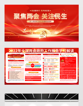 2022聚焦兩會(huì)關(guān)注民生宣傳欄紅色大氣全國(guó)兩會(huì)政府工作報(bào)告學(xué)習(xí)解讀宣傳展板設(shè)計(jì)