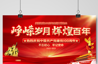 2021峥嵘岁月辉煌百年庆祝建党100周年设计展板