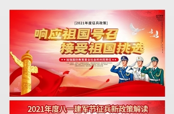 2021響應祖國號召接受祖國挑選展板紅色簡約建軍94周年征兵政策宣傳欄建軍節(jié)宣傳展板