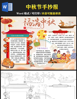 2021福滿中秋傳統(tǒng)節(jié)日手抄報卡通風格中國傳統(tǒng)節(jié)日中秋節(jié)小報模板
