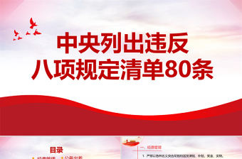2021中央列出違反八項規定清單80條PPT專題黨課課件