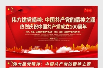 2021中國(guó)共產(chǎn)黨的精神之源偉大建黨精神展板慶祝建黨100周年專(zhuān)題宣傳欄展板設(shè)計(jì)模板