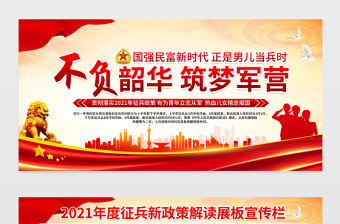 2021不負韶華筑夢軍營展板紅色簡約建軍94周年征兵政策宣傳欄建軍節宣傳展板
