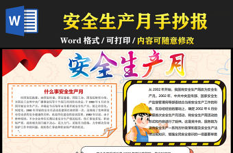 2021安全生產月手抄報卡通安全生產月工程作業安全帽工地小報模板