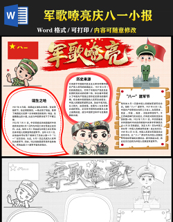 2021軍歌嘹亮慶八一小報(bào)熱烈慶祝中國(guó)人民解放軍建軍94周年手抄報(bào)