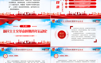 中國青年運動史PPT紅色黨建風(fēng)中國共青團(tuán)成立100周年弘揚(yáng)五四精神揮灑熱血青春專題團(tuán)課
