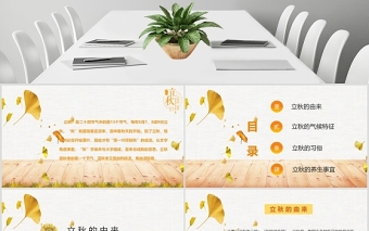 2020簡約古風(fēng)銀杏立秋二十四節(jié)氣PPT模板下載