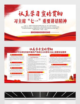 2021認(rèn)真學(xué)習(xí)宣傳貫徹習(xí)近平七一重要講話精神展板極簡黨建風(fēng)宣傳展板