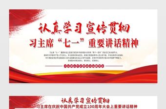 2021認真學習宣傳貫徹習近平七一重要講話精神展板極簡黨建風宣傳展板