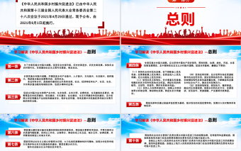 2021学习解读《中华人民共和国乡村振兴促进法》PPT红色党建风专题课件模板