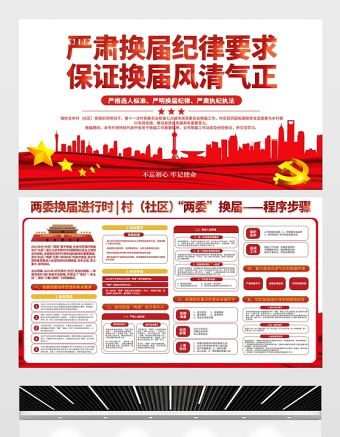 2021嚴肅換屆紀律要求保證換屆風清氣正展板兩委換屆宣傳欄設計模板下載