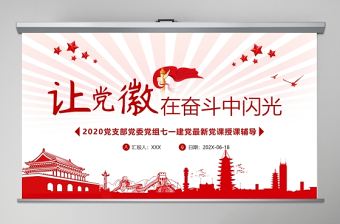 2020黨支部黨委黨組微黨課讓黨徽在奮斗中閃光PPT模板