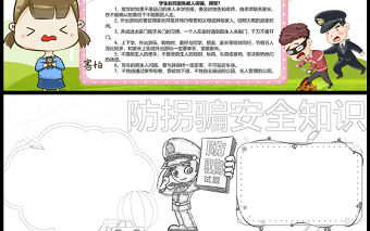 2021兒童防拐騙安全知識手抄報卡通風格中小學生暑假安全系列手抄報