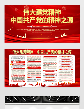 2021中國(guó)共產(chǎn)黨的精神之源偉大建黨精神展板慶祝建黨100周年專題宣傳欄展板設(shè)計(jì)模板