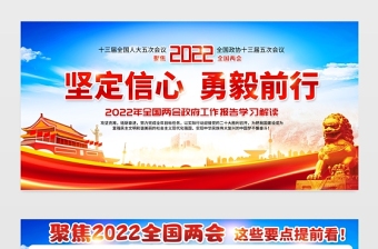 堅(jiān)定信心勇毅前行宣傳欄紅色大氣聚焦2022全國(guó)兩會(huì)宣傳展板設(shè)計(jì)