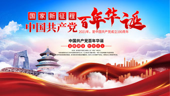 热烈庆祝中国共产党百年华诞海报设计模板