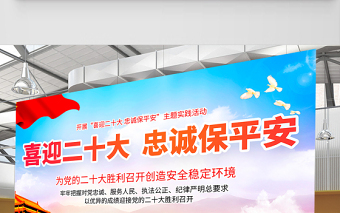喜迎二十大忠誠保平安展板紅色大氣風(fēng)以優(yōu)異成績迎接黨的二十大勝利召開宣傳展板模板