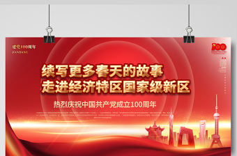 2021走進(jìn)經(jīng)濟(jì)特區(qū)國(guó)家級(jí)新區(qū)慶祝建黨100周年展板設(shè)計(jì)模板