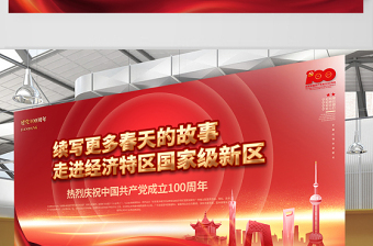 2021走进经济特区国家级新区庆祝建党100周年展板设计模板