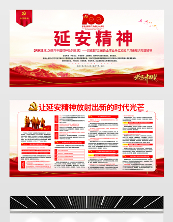 延安精神永放光芒展板建黨100周年中國(guó)精神譜系傳承延安精神激勵(lì)奮斗之志黨的七大黨史學(xué)習(xí)教育黨課