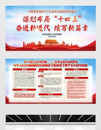 2021謀劃布局“十四五”奮進新進代續寫新篇章展板十四五規劃和2035年遠景目標的建議宣傳展板