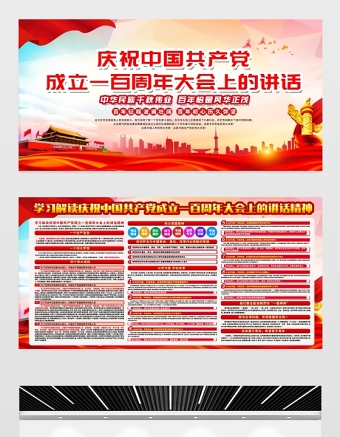 2021慶祝中國共產(chǎn)黨成立一百周年大會上的講話展板七一講話宣傳欄展板設(shè)計模板