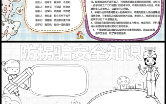 2021防拐騙安全知識(shí)小報(bào)卡通風(fēng)格中小學(xué)生暑假安全系列手抄報(bào)