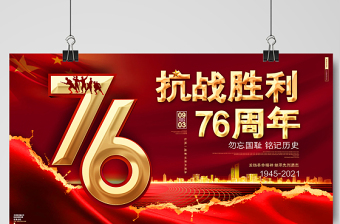 2021熱烈慶??谷諔?zhàn)爭(zhēng)勝利76周年宣傳展板勿忘國(guó)恥銘記歷史宣傳設(shè)計(jì)模板下載