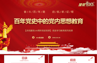 2021百年黨史中的黨內(nèi)思想教育PPT慶祝建黨100周年黨史學(xué)習(xí)教育系列專題黨課模板