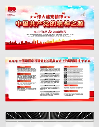 2021中國共產(chǎn)黨的精神之源偉大建黨精神展板慶祝建黨100周年專題宣傳欄展板設計模板