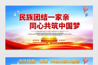 2021民族團結展板紅色大氣民族團結一家親同心共筑中國夢鑄牢中華民族共同體意識黨建宣傳展板設計下載