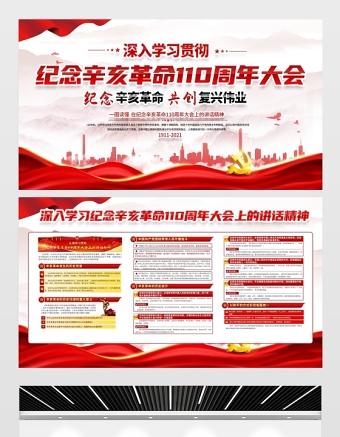 2021紀念辛亥革命110周年大會上的重要講話展板銘記歷史緬懷先烈實現(xiàn)中華民族偉大復(fù)興宣傳欄設(shè)計下載
