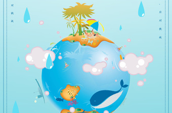 创意手绘儿童风世界节水日保护水资源公益宣传海报模板