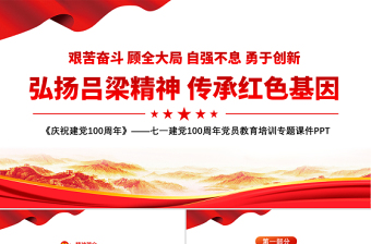 2021弘揚(yáng)呂梁精神傳承紅色基因PPT七一建黨100周年黨員教育培訓(xùn)專題課件PPT模板