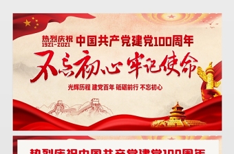 2021不忘初心牢記使命熱烈慶祝建黨100周年展板設(shè)計模板