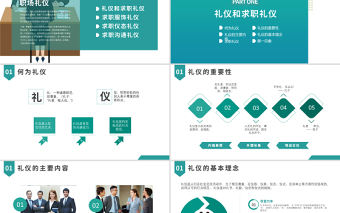 2021求職基本禮儀PPT綠色職場禮儀大氣簡約商務禮儀PPT模板