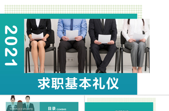 2021求職基本禮儀PPT綠色職場禮儀大氣簡約商務(wù)禮儀PPT模板