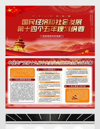 2021國民經(jīng)濟(jì)和社會(huì)發(fā)展第十四個(gè)五年規(guī)劃綱要展板中國共產(chǎn)黨第十九屆中央委員會(huì)第五次全體會(huì)議公報(bào)展板