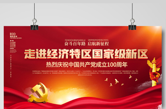 2021走進(jìn)經(jīng)濟(jì)特區(qū)國(guó)家級(jí)新區(qū)慶祝建黨100周年展板設(shè)計(jì)模板