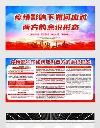 2021疫情影響下如何應對西方的意識形態展板黨建風專題系列設計模板下載