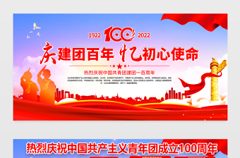 慶建團(tuán)百年憶初心使命展板紅色大氣共青團(tuán)成立100周年活動宣傳背景設(shè)計